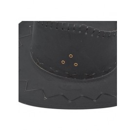 Cowboy Hats Western Unisex Adult Cowboy Suede Leather Hat Wide Brim Sun Cap - Black - CX18DERQWN6 $17.00