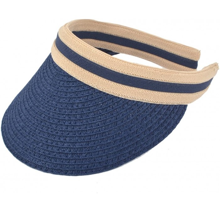 Sun Hats Women Sun Straw Visor Hat UV Protection Golf Beach Outdoor Sports Summer Cap V201 - Navy - CT18Q890AWI $14.82