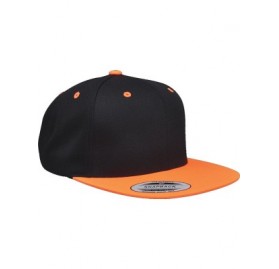 Baseball Caps Yupoong Wool Blend Snapback Two-Tone Snap Back Hat Baseball Cap 6098MT (Black/Neon Orange) - CF119DKNAUV $14.70