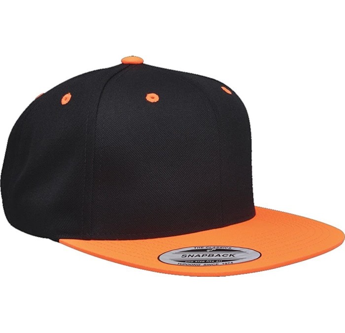 Baseball Caps Yupoong Wool Blend Snapback Two-Tone Snap Back Hat Baseball Cap 6098MT (Black/Neon Orange) - CF119DKNAUV $14.70