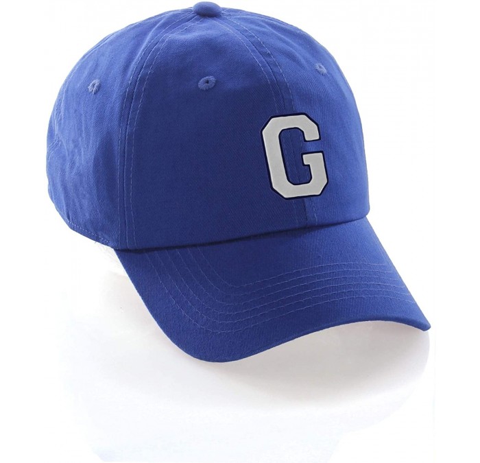 Baseball Caps Customized Letter Intial Baseball Hat A to Z Team Colors- Blue Cap Navy White - Letter G - CR18NR6UK7Z $15.43