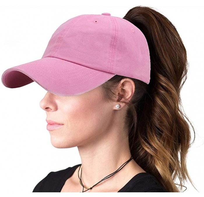 Baseball Caps Washed Ponytail Hats Pony Tail Caps Baseball for Women - Pink - CL18IHZOZWU $21.30