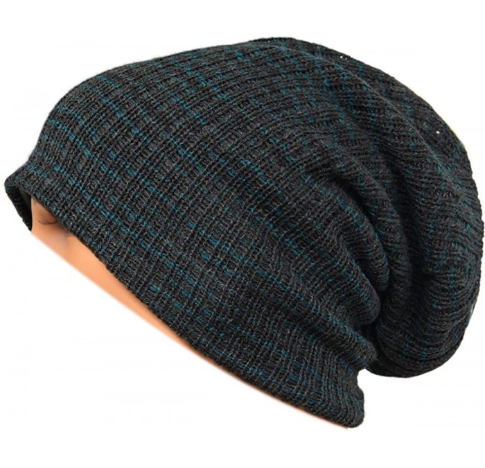 Skullies & Beanies Unisex Adult Winter Warm Slouch Beanie Long Baggy Skull Cap Stretchy Knit Hat Oversized - Darkgrey - CD128...