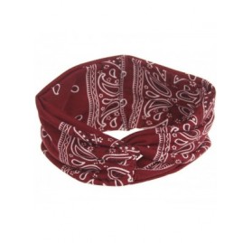 Headbands Women Yoga Sport Elastic Floral Hair Band Headband Turban Twisted Knotted (Wine Red) - Wine Red - C518E8WWH2K $7.03