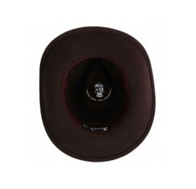Fedoras Indiana Jones Style Men's Wool Felt Outback Fedora with Grosgrain or Faux Leather Band - A He01brown - C218LDMT6Z5 $4...