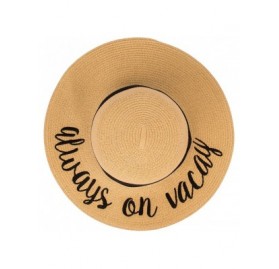 Sun Hats Exclusives Straw Embroidered Lettering Floppy Brim Sun Hat (ST-2017) - Always on Vacay_- CM17XWEG4NW $16.83