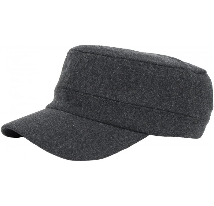 Baseball Caps Mens Womens Flat Top Wool Warm Cap Baseball Hiking Outdoor Army Military Hat - Charcoal - C017YK4WDN8 $12.30