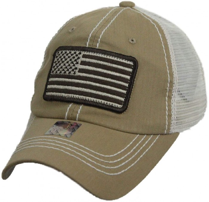 Baseball Caps US Flag Baseball Cap USA Mesh Trucker Fashion Hipster Golf Hiking Camping Hat - Khaki - C318U4R72C9 $10.51
