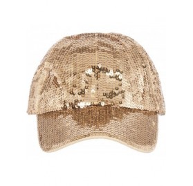 Baseball Caps Glitter Sequin Elastic Fit Baseball Hat - Gold - C418EHN4EH4 $10.82