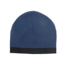 Skullies & Beanies ESZ027 D0174 Black/Blue Logo Beanie Hat for mens - CL18HTIEW26 $21.41