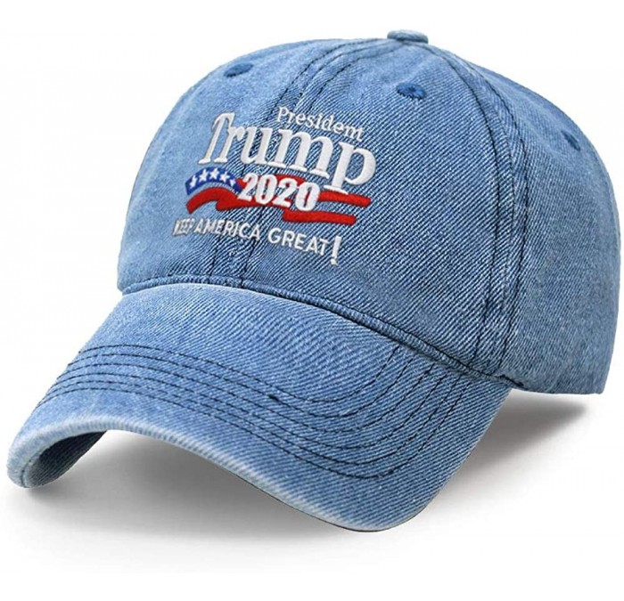 Baseball Caps Trump 2020 Keep America Great Campaign Embroidered US Hat Baseball Cotton Cap PC101 - Pc103 Light Denim - C0194...