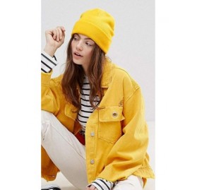 Skullies & Beanies Beanie Hat for Women Men Elastic Knit Warmer Ears Winter Ski Skull Cap Cuffed Solid Color - Yellow - CU18A...