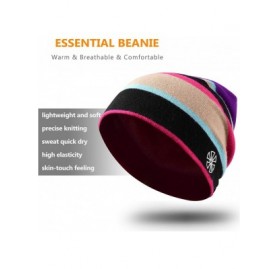 Skullies & Beanies Winter Running Beanie Hat Rainbow Striped Knit Baggy Hat for Hiking Cycling Walking - Purple - CY18W39EYR5...