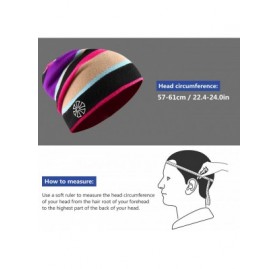 Skullies & Beanies Winter Running Beanie Hat Rainbow Striped Knit Baggy Hat for Hiking Cycling Walking - Purple - CY18W39EYR5...