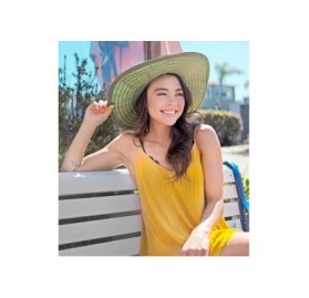 Sun Hats Floppy Women Sun Hat Foldable Large Brim Hat with Ribbon - Olive - C0123WQTJXT $11.82