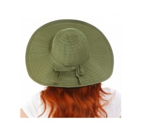 Sun Hats Floppy Women Sun Hat Foldable Large Brim Hat with Ribbon - Olive - C0123WQTJXT $11.82