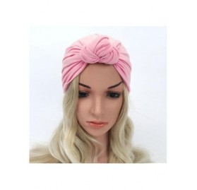 Skullies & Beanies Fashion Women Warm Knit Crochet Ski Hat Boho Braided Turban Headdress Cap - Pink - CF18H229N2A $11.36
