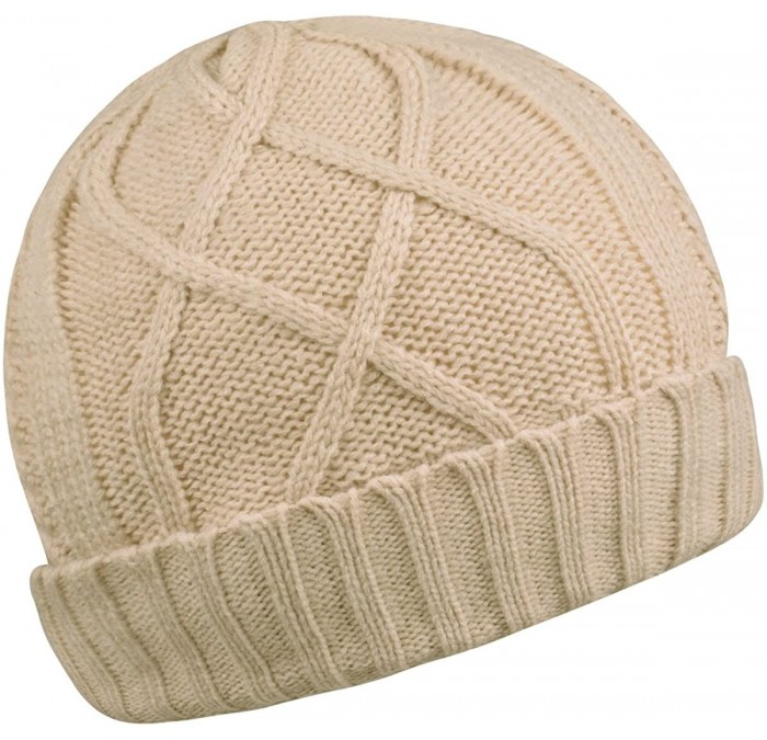 Skullies & Beanies Cotton Skull Cap Slouch Hat Thick Knit Winter Ski Caps Beanie Hats for Women and Men - Beige - CQ187E633WE...