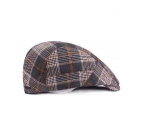 Newsboy Caps Men's Newsboy Gatsby Cabbie Hats Cotton Adjustable Driving Winter Hat - Khaki Plaid - CS18STLU4XN $9.72