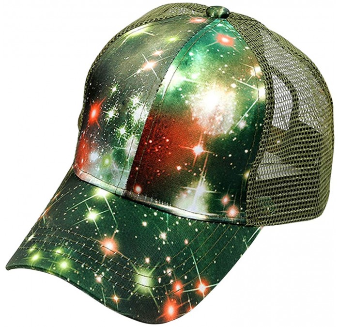 Baseball Caps Galaxy Print Baseball Caps Adjustable Wide Brim Breathable Mesh Hip-Pop Hats for Men Women - Green - CE17Y7GXQ2...
