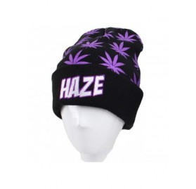 Skullies & Beanies Weed Marijuana Acrylic Beanie Hat Leaf Pot Cuffed Knit Winter Weed Beanie Hat Mens Women - Purple - CN18HG...