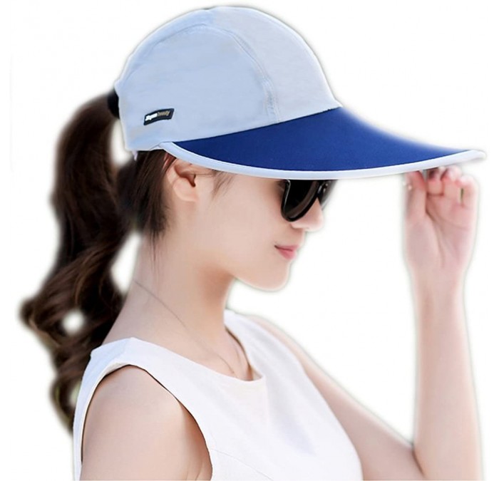 Sun Hats Outdoor Recreation Sports Anti UV Sun Hat Wide Brim Baseball Cap Large Sun Visor - Navy Blue - CH196WLKGTQ $22.48