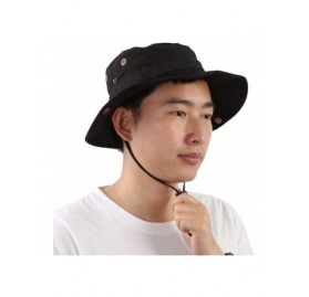 Sun Hats Outdoor Fishing Hat Sun UV Protection Men Foldable Camping Bucket Boonie Cap One Size-22-22.8''/56-58cm - Black - CF...