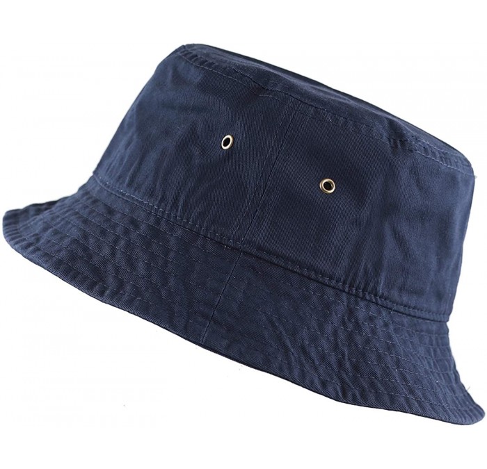 Bucket Hats Women's Low Profile Washed Cotton Bucket Hat Foldable Sun Buckets Cap - Navy - CF18U30Y5TZ $21.70