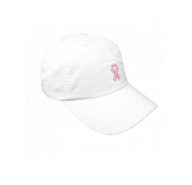 Baseball Caps Pink Ribbon Embroidery Hat Adjustable Moral Support Symbol of Breast Cancer Awareness Baseball Cap - White - C7...