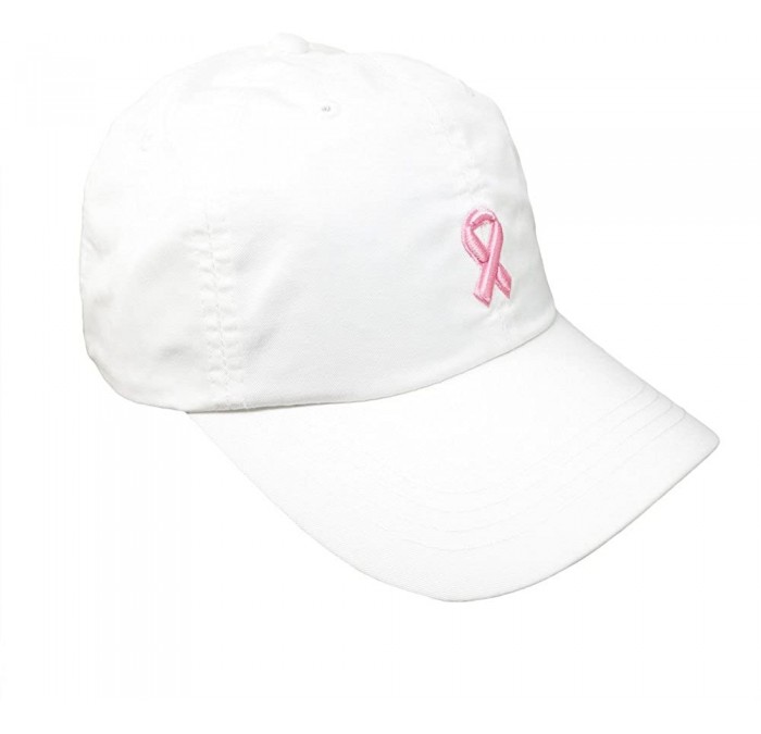 Baseball Caps Pink Ribbon Embroidery Hat Adjustable Moral Support Symbol of Breast Cancer Awareness Baseball Cap - White - C7...