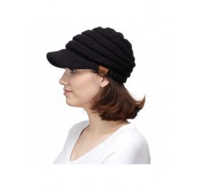 Skullies & Beanies Hatsandscarf Exclusives Women's Ribbed Knit Hat with Brim (YJ-131) - Black - CL1207WJOHH $14.86