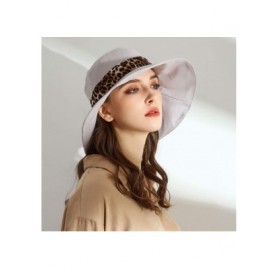 Sun Hats Sun Hats for Women Roll-up Wide Brim Summer Beach Hat Foldable Floppy Cotton Hat - Leopard Print-light Grey - C0198S...