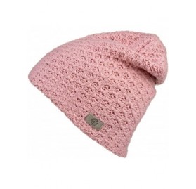 Skullies & Beanies Evony Warm Thick Slouch Beanie - Textured Knit with Soft Inner Lining - One Size - Light Pink - CI18924AYL...