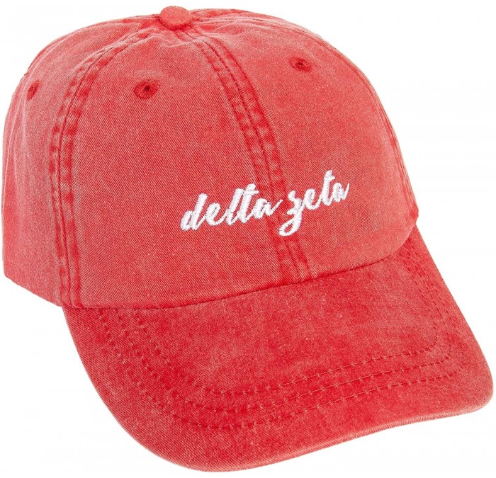 Baseball Caps Delta Zeta (N) Sorority Baseball Hat Cap Cursive Name Font dz - Red - CV18S92ZNGH $17.88