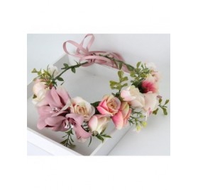Headbands Handmade Adjustable Flower Wreath Headband Halo Floral Crown Garland Headpiece Wedding Festival Party - A11-pink - ...