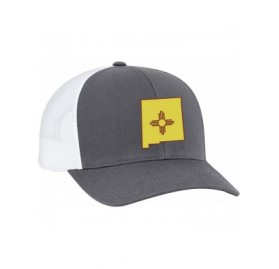 Baseball Caps New Mexico State Flag Embroidered Trucker Mesh Snapback Hat - Graphite/White Mesh - CW18QDRHANL $20.53