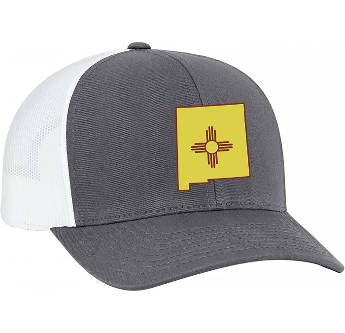 Baseball Caps New Mexico State Flag Embroidered Trucker Mesh Snapback Hat - Graphite/White Mesh - CW18QDRHANL $42.77