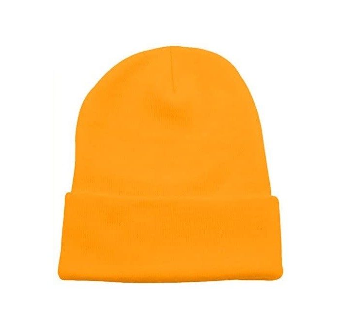 Skullies & Beanies Warm Winter Hat Knit Beanie Skull Cap Cuff Beanie Hat Winter Hats for Men - Marigold - CZ12O49RUV9 $17.62