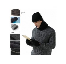 Skullies & Beanies 3Pcs Winter Beanie Hat- Warmer Scarf-Touchscreen Gloves Set for Men Women - Wine Red - CD18HAE7HN0 $13.24