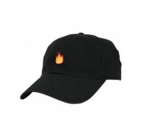 Baseball Caps Fire Emoji Baseball Cap Curved Bill Dad Hat 100% Cotton Lit Hot Flame Solid New - Black - CC12O7XYW9V $16.06