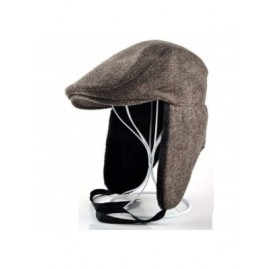 Newsboy Caps Winter Warm Mans Bomber Hats Ear Flaps Beret Hat Casual Folded Peaked Caps - Khaki - C1193X27R5R $24.48