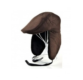 Newsboy Caps Winter Warm Mans Bomber Hats Ear Flaps Beret Hat Casual Folded Peaked Caps - Khaki - C1193X27R5R $24.48