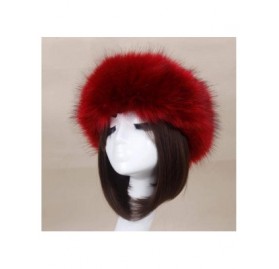 Skullies & Beanies Women's Faux Fur Headband Soft Winter Cossack Russion Style Hat Cap - Burgundy - C818L8KTGRQ $11.60