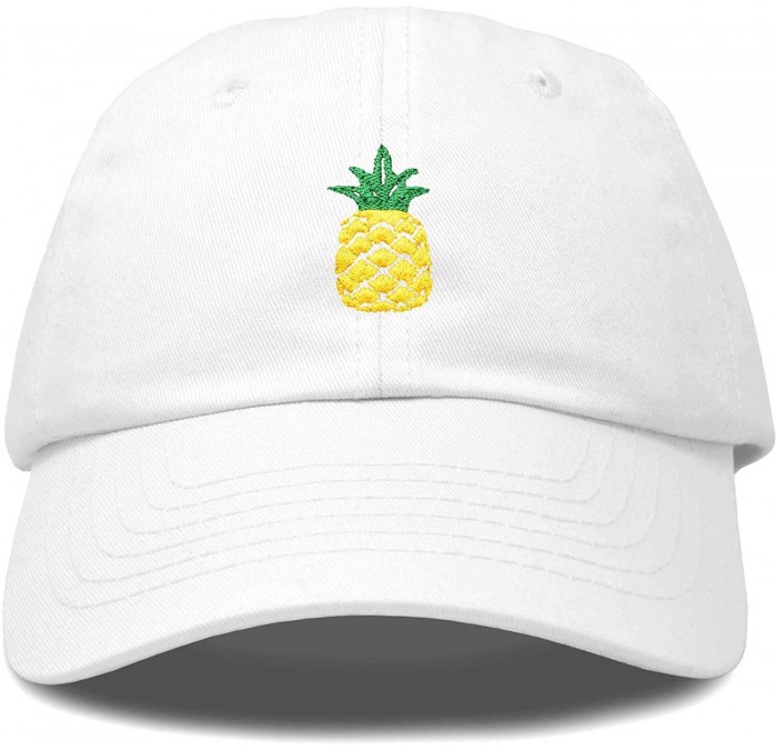 Baseball Caps Pineapple Hat Unstructured Cotton Baseball Cap - White - CI180TEDRT8 $19.40
