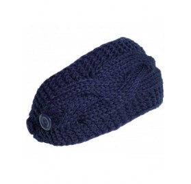 Cold Weather Headbands Plain Adjustable Winter Cable Knit Headband - Navy - CF1293W8OK5 $12.16