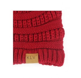 Skullies & Beanies Thick Warm Winter Beanie Hat Soft Stretch Slouchy Skully Knit Cap for Women - Pom-red - CX18HTWZEDO $10.12