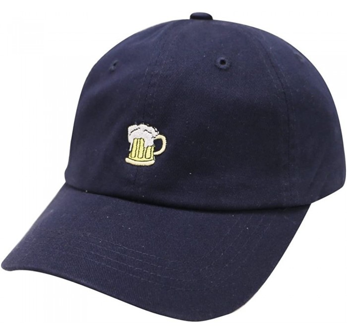 Baseball Caps Beer Small Embroidery Cotton Baseball Cap Multi Colors - Navy - CU12HJQWVR9 $9.75