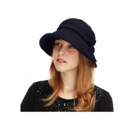 Bucket Hats Light Weight Packable Women's Wide Brim Sun Bucket Hat - Renee-navy - CE18GQMYUNS $18.24