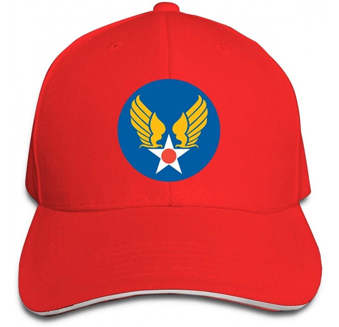 Baseball Caps US Army Air Corps Hap Arnold Wings Adjustable Hat Baseball Cap Sandwich Cap - Red - CW18TUDS85X $34.36