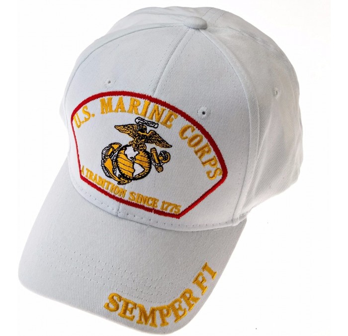 Baseball Caps U.S. Marine Semper Fi Hat Baseball Cap - White - CU185CH5LOI $21.81
